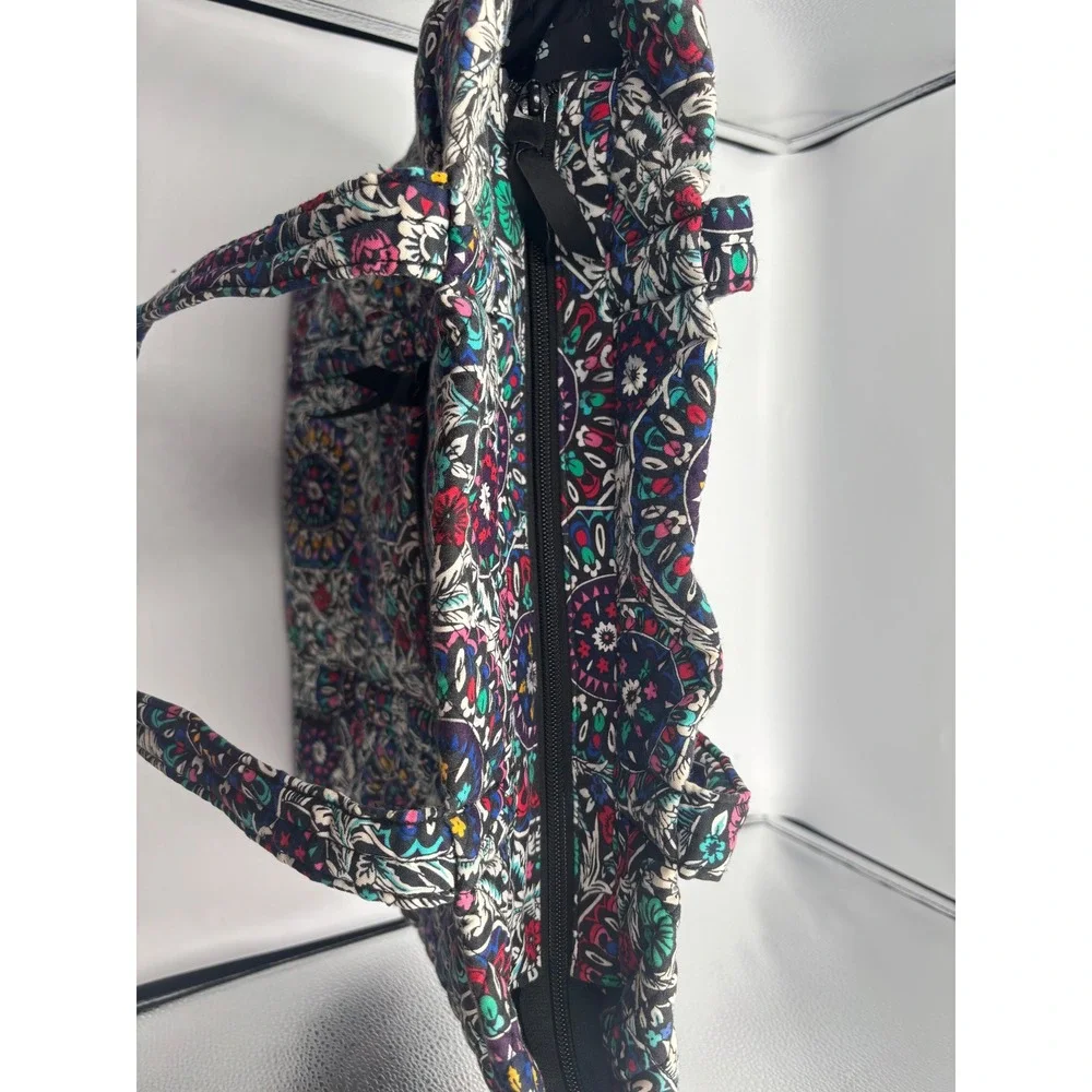 Vera Bradley Stained glass medallion Cotton Tote Bag Navy Floral Shoulder Bag